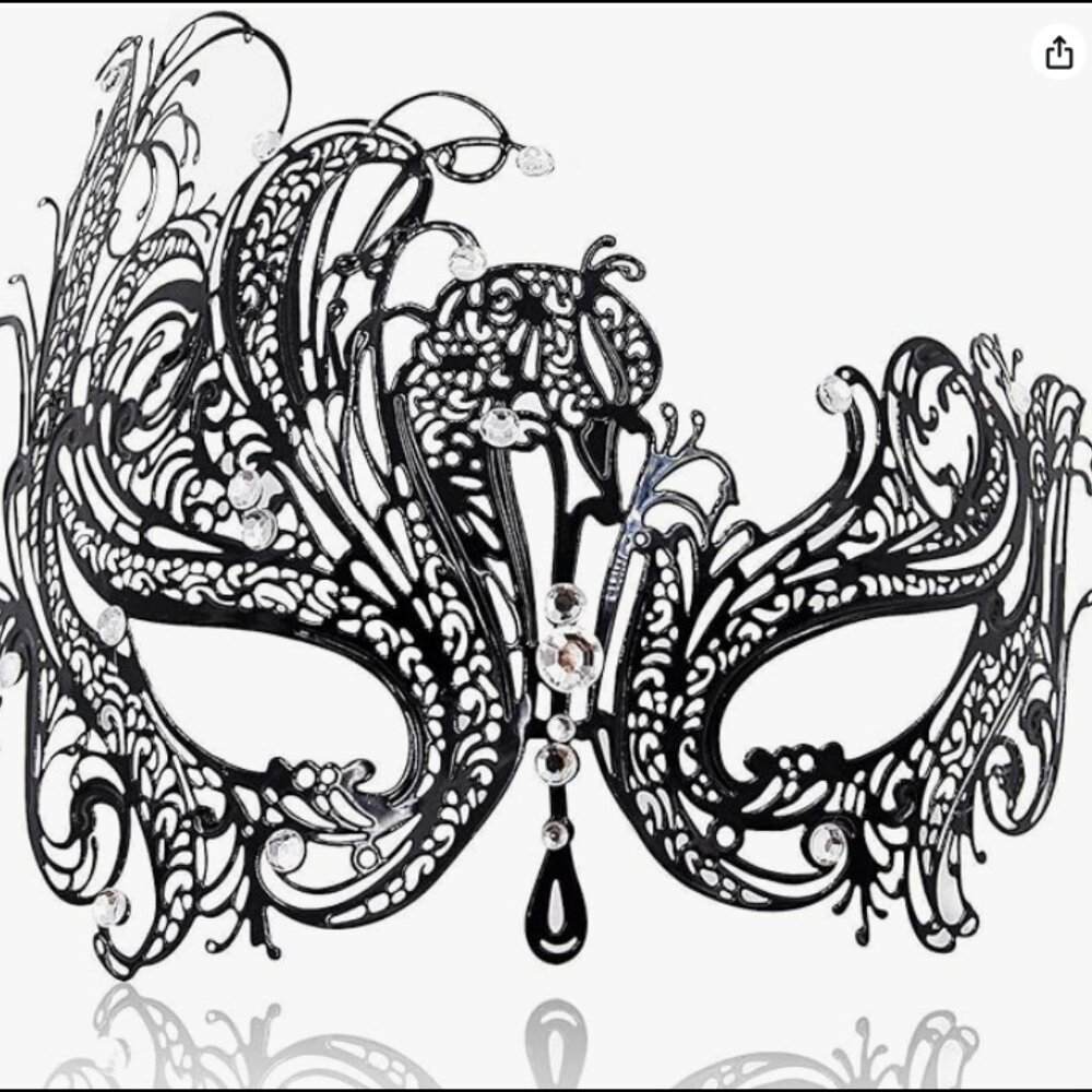 ** SOLD ** Venetian Black Lace Masquerade Mask